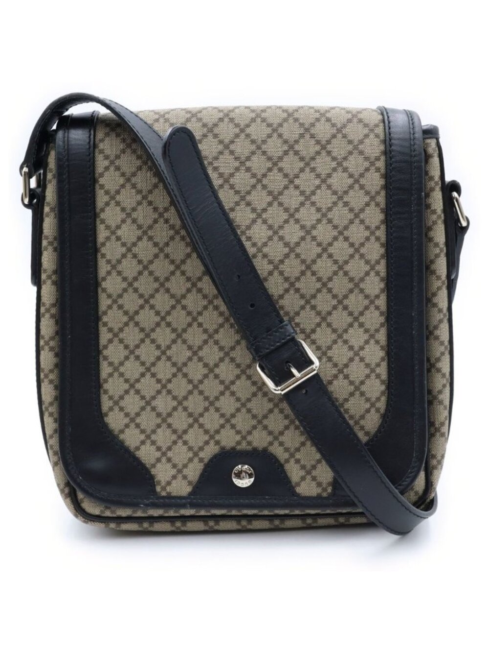 Gucci Diamante Leather Shoulder Bag Black Brown